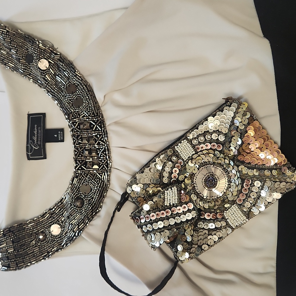 Bamboo Trading Company Sequin Crossbody Bag - Gold and Silver